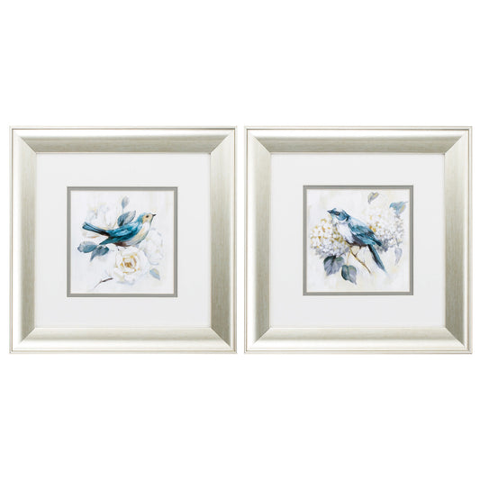 13" X 13" Aged Silver Frame Morning Song (Set Of 2)