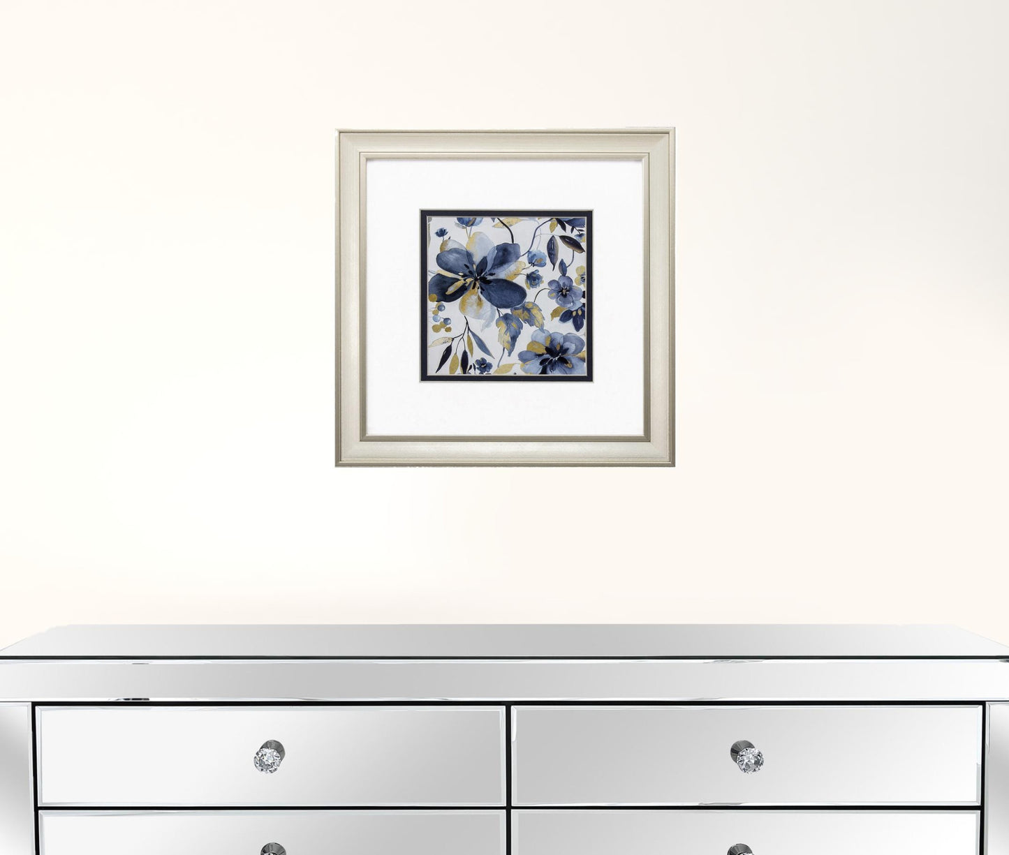 12" X 12" Champagne Gold Color Frame  Golden Indigo Garden (Set Of 2)