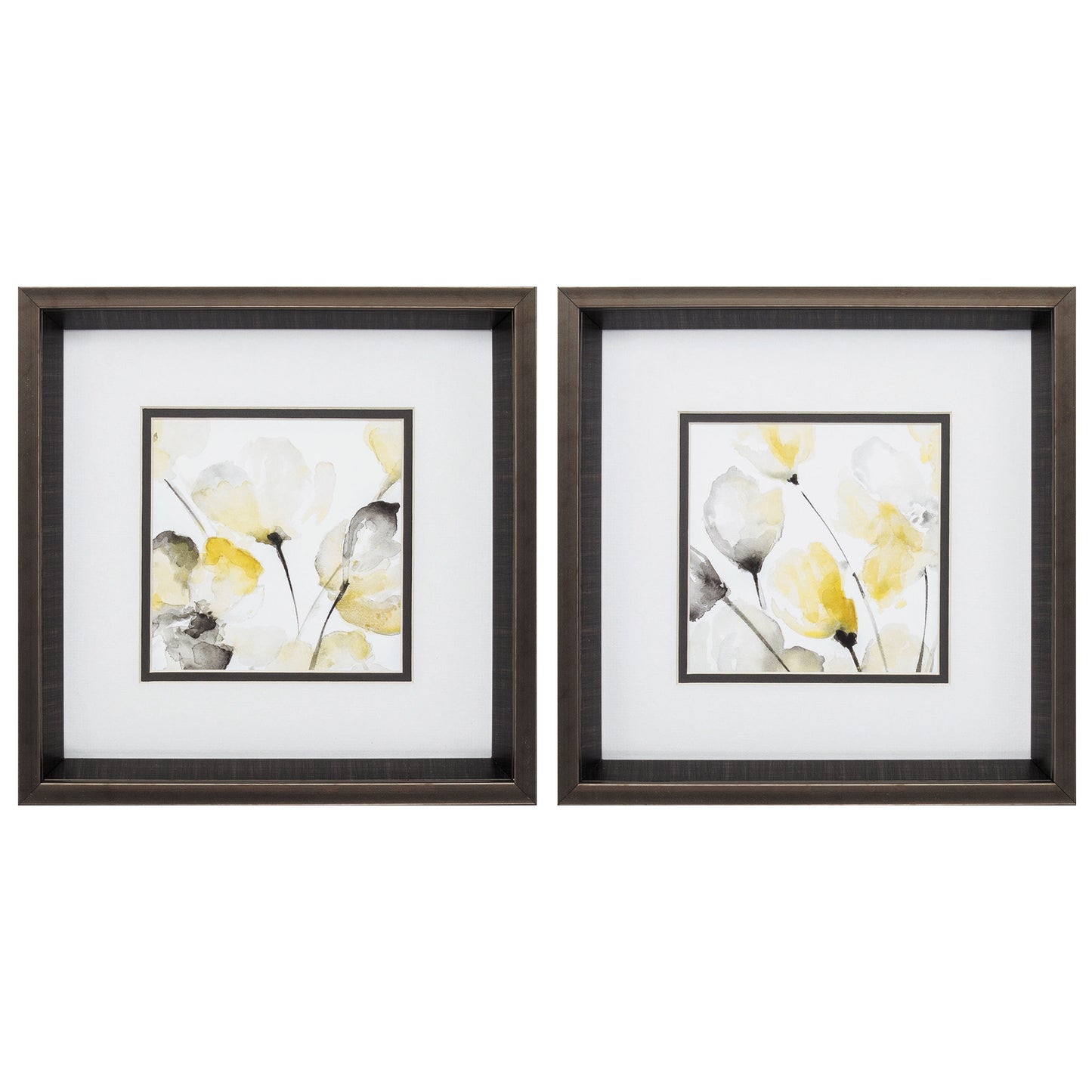 12" X 12" Brushed Silver Frame Natural Abstract (Set Of 2)
