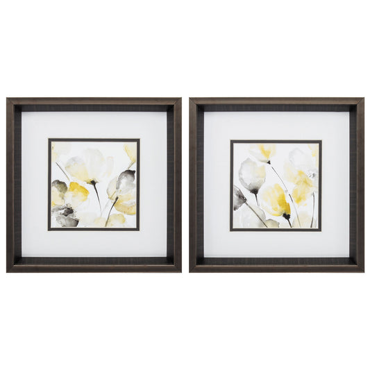 12" X 12" Brushed Silver Frame Natural Abstract (Set Of 2)