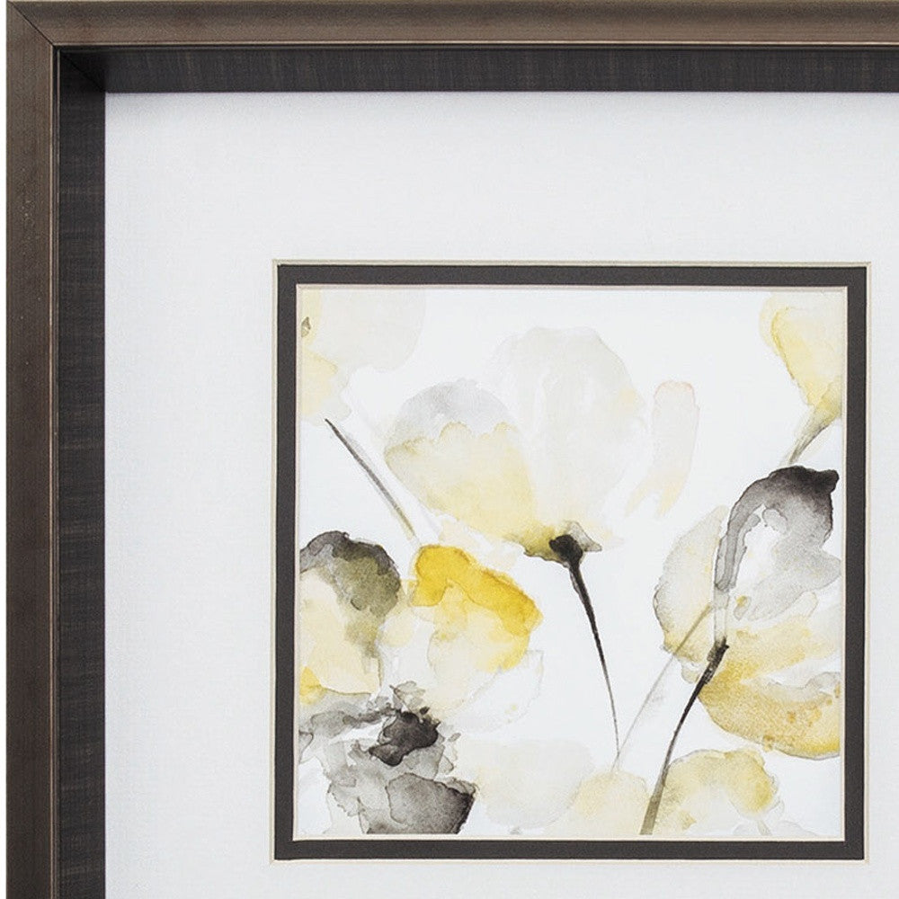 12" X 12" Brushed Silver Frame Natural Abstract (Set Of 2)