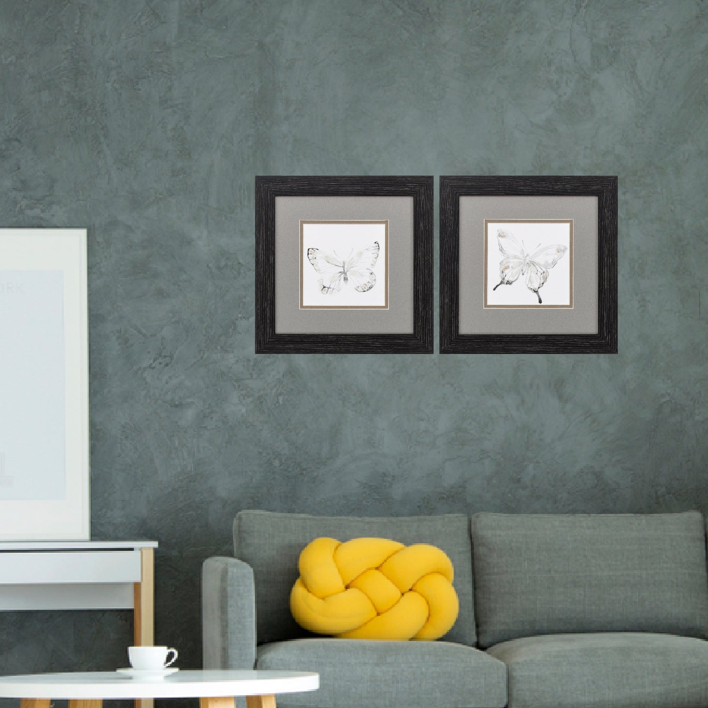 12" X 12" Distressed Black Frame Butterfly Impression (Set Of 2)