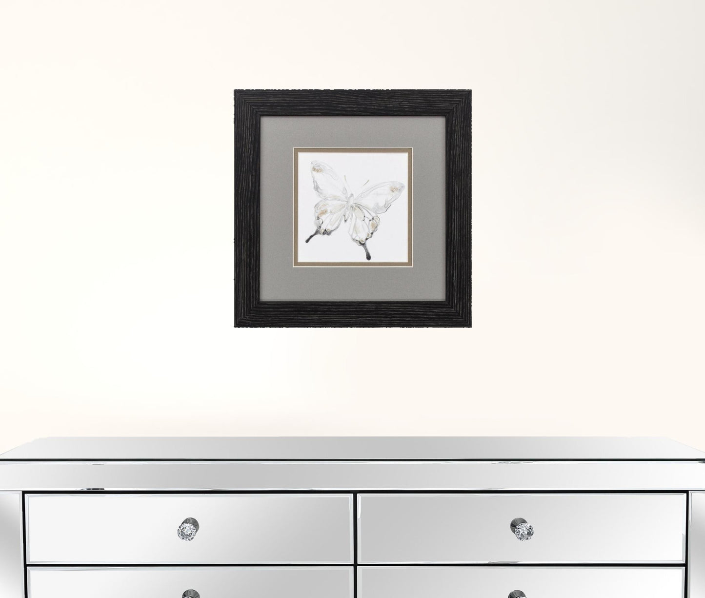 12" X 12" Distressed Black Frame Butterfly Impression (Set Of 2)