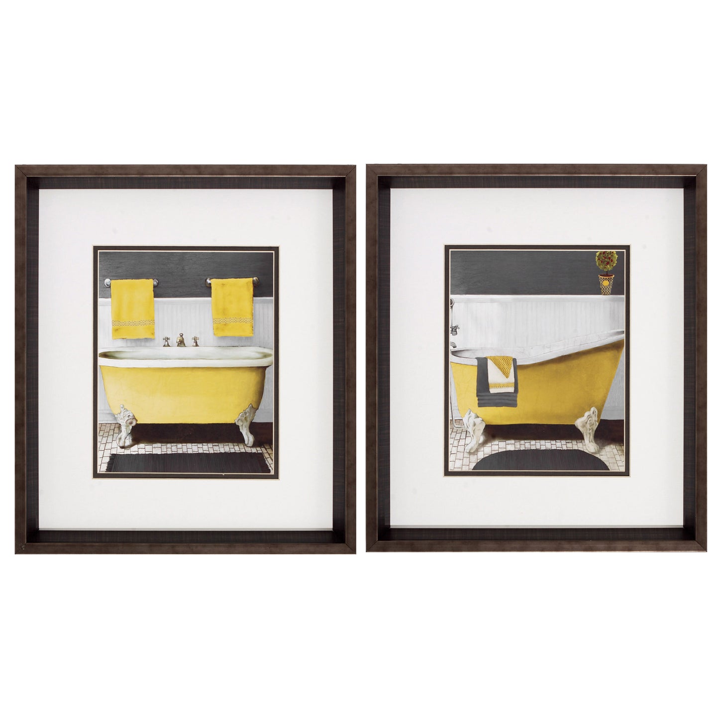 15" X 17" Brushed Silver Frame Citron Bath (Set Of 2)
