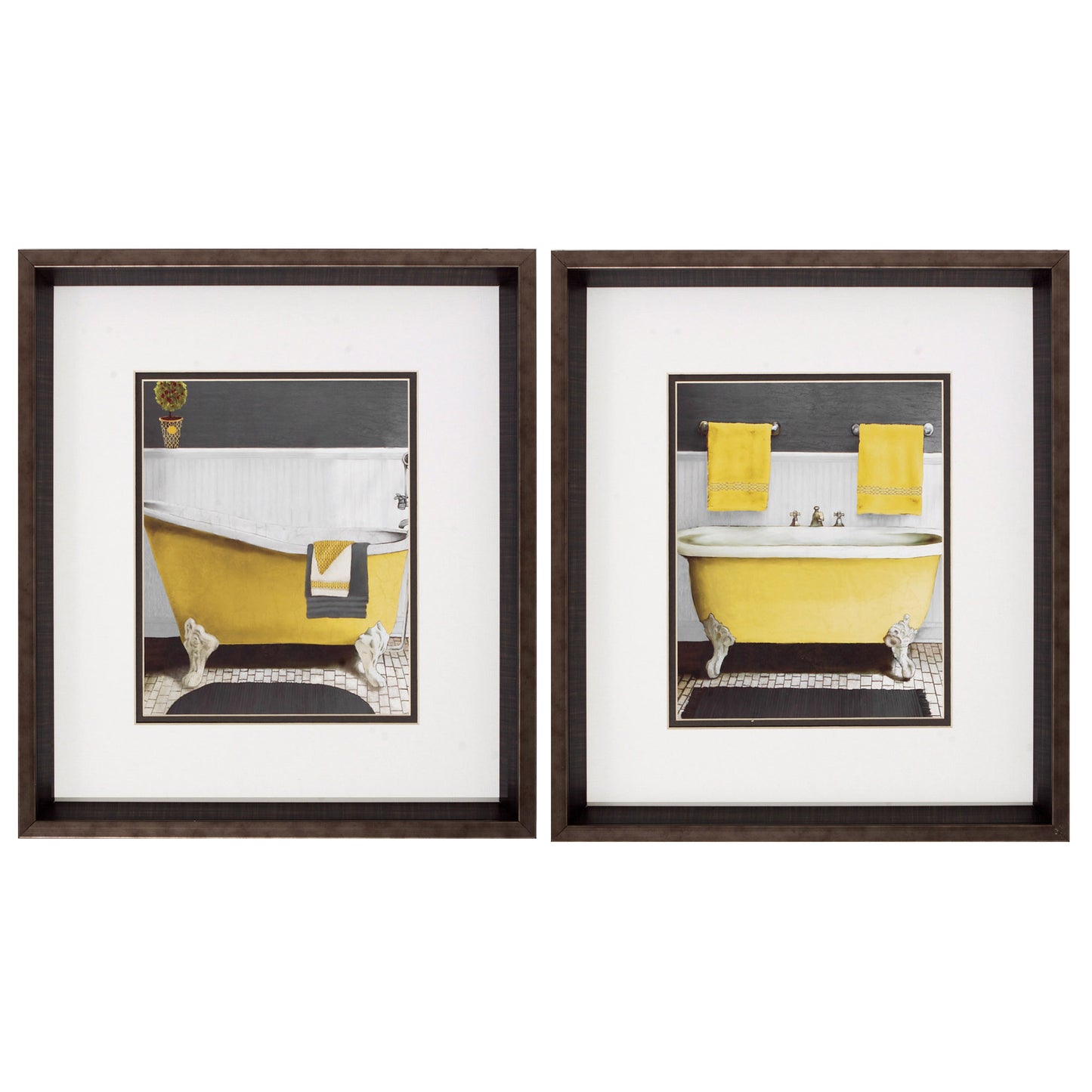 15" X 17" Brushed Silver Frame Citron Bath (Set Of 2)