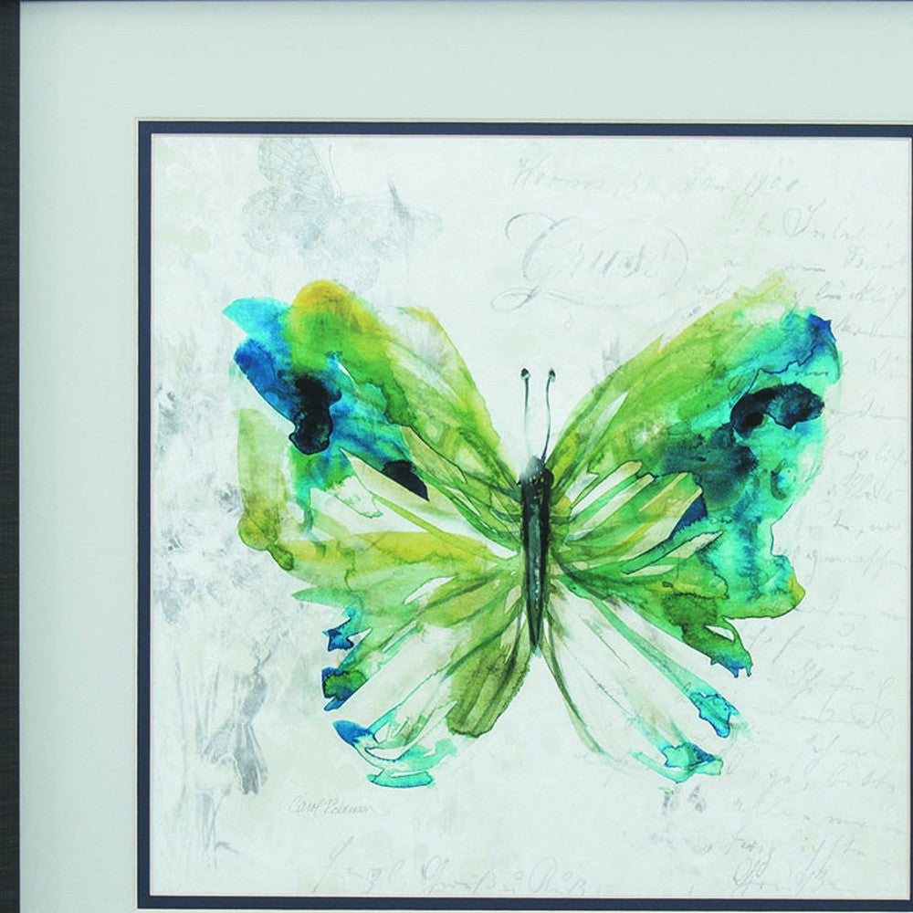 18" X 18" Brushed Silver Frame Butterfly Sketch (Set Of 2)