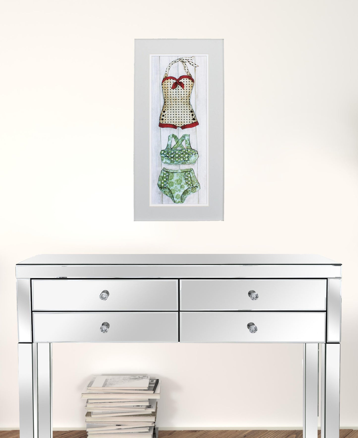 13" X 25" Matte White Frame Vintage Bathing Suit (Set Of 2)