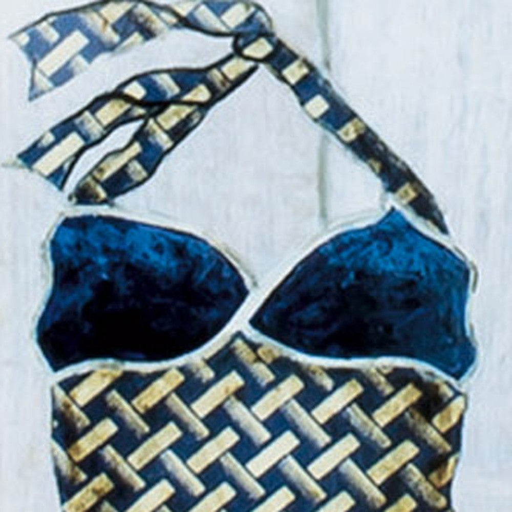 13" X 25" Matte White Frame Vintage Bathing Suit (Set Of 2)