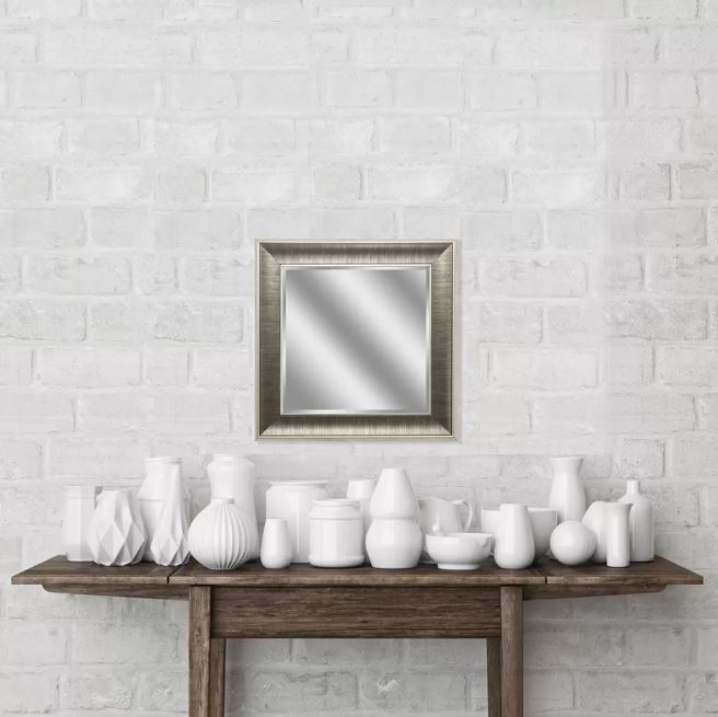 16" Square Wall Mounted Accent Mirror With Frame