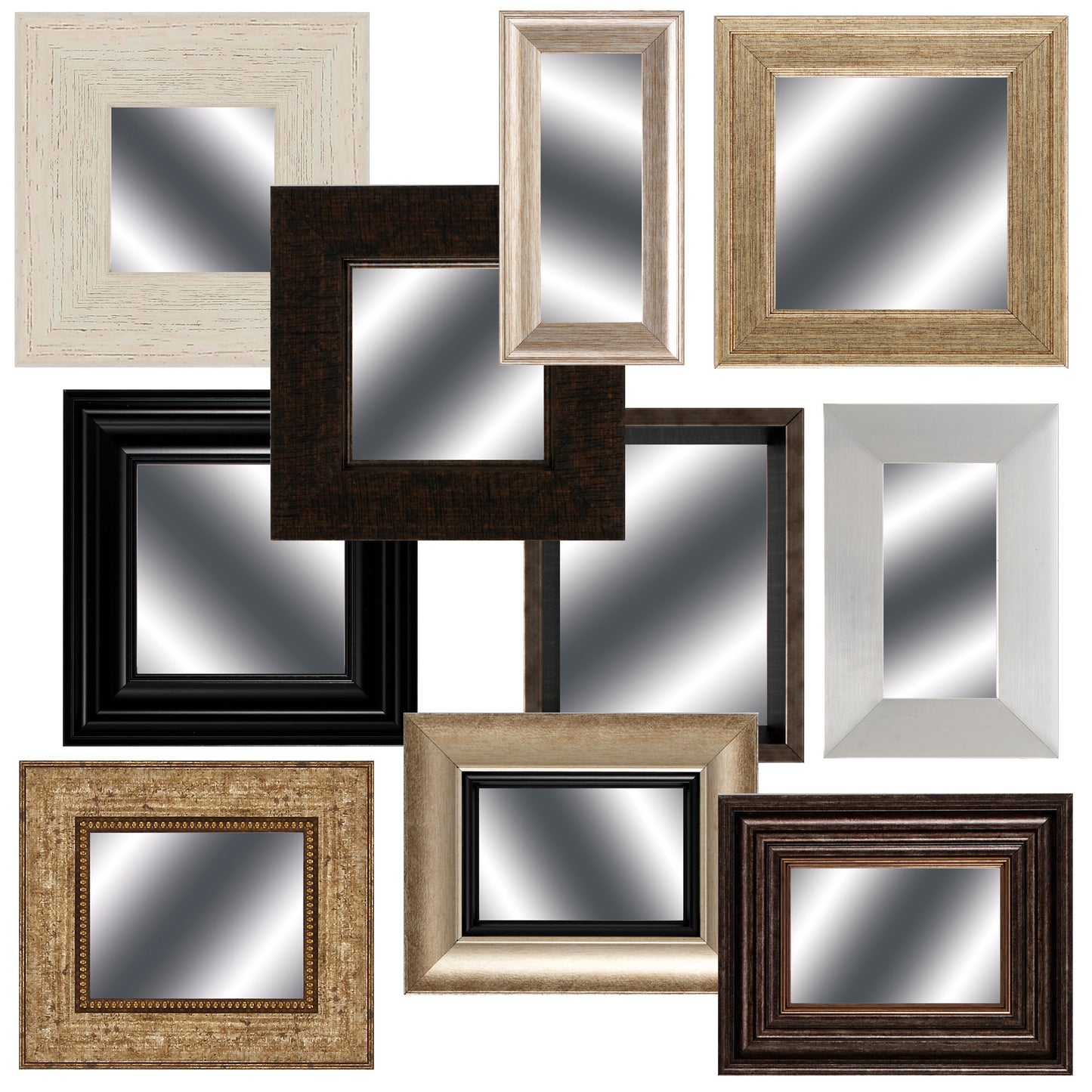 Set Of 10 Mismatched Mirrors Wall Art