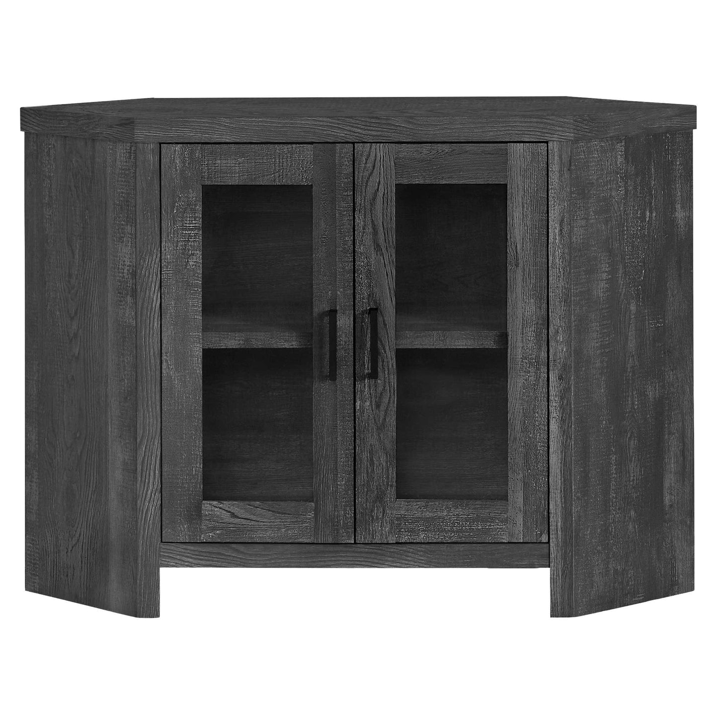 42" X 15.5" X 30" Black Reclaimed Wood-Look Corner TV Stand