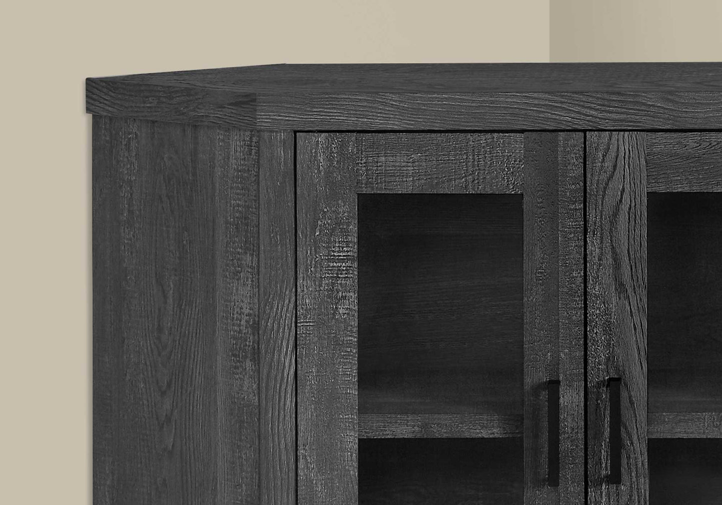 42" X 15.5" X 30" Black Reclaimed Wood-Look Corner TV Stand