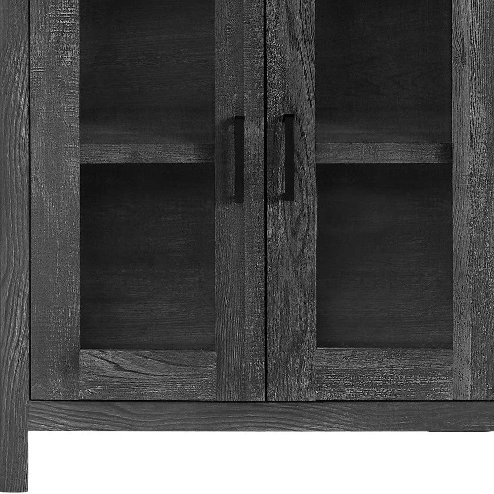42" X 15.5" X 30" Black Reclaimed Wood-Look Corner TV Stand