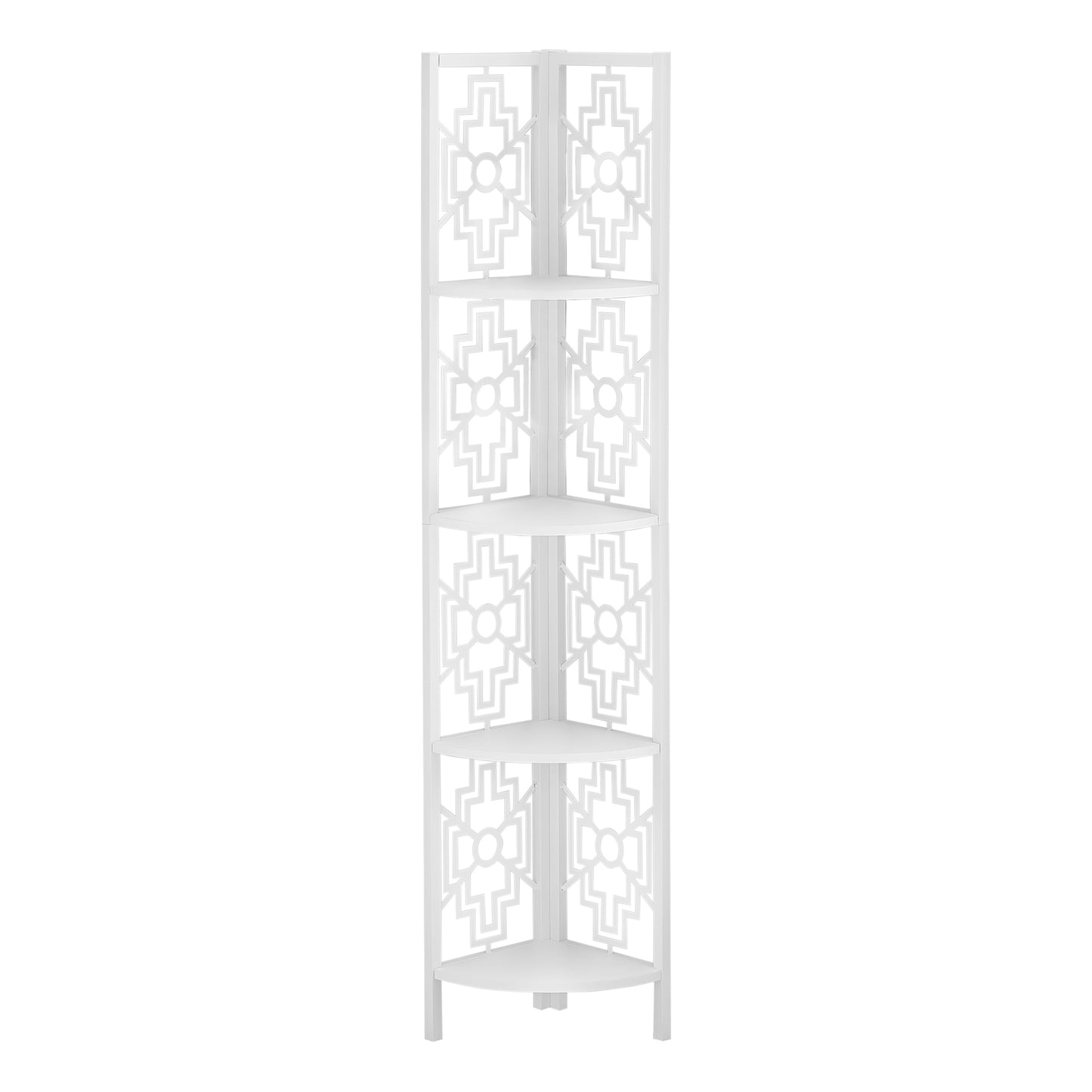 62" White Metal Four Tier Corner Bookcase