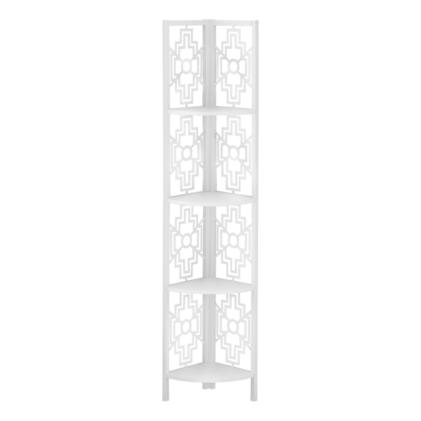 62" White Metal Four Tier Corner Bookcase