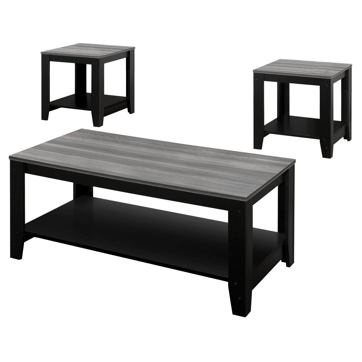 Black Grey Top Table Set 3Pcs Set