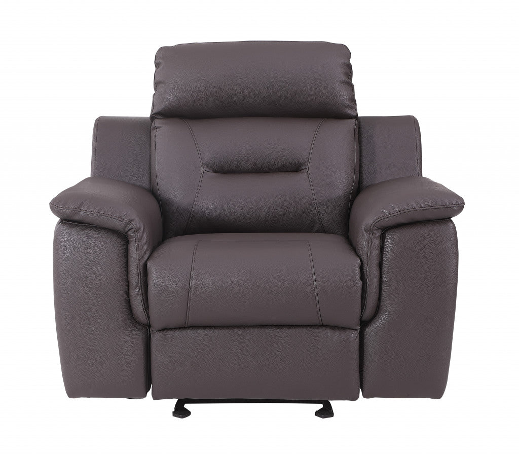 Two Piece Indoor Brown Genuine Leather Five Person Seating Set