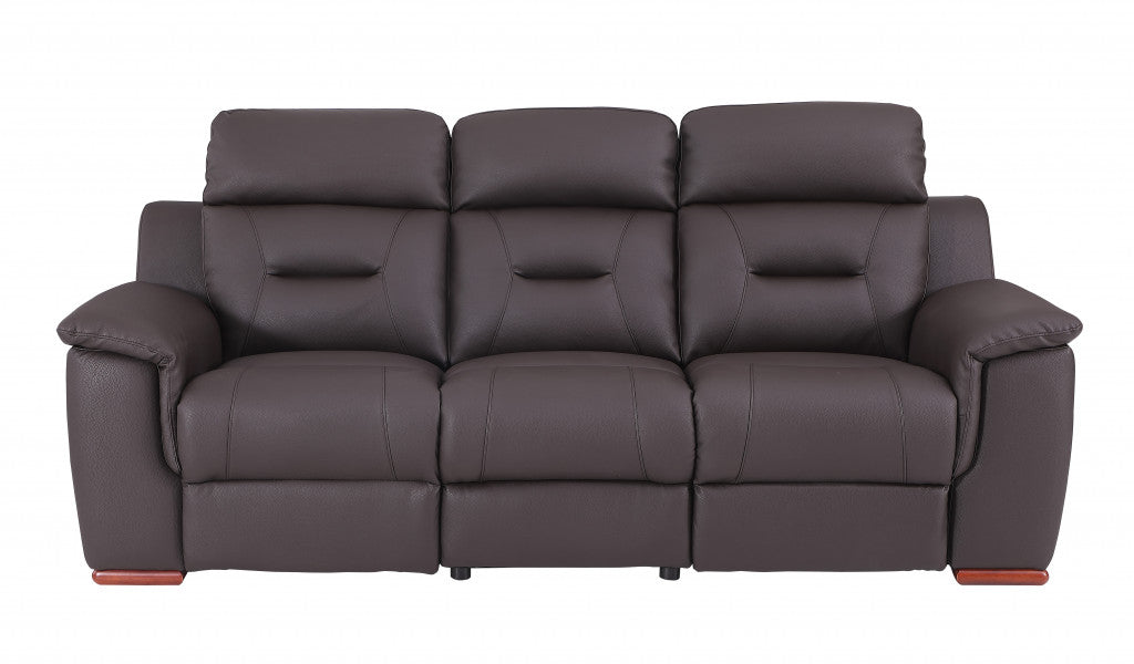 Two Piece Indoor Brown Genuine Leather Five Person Seating Set