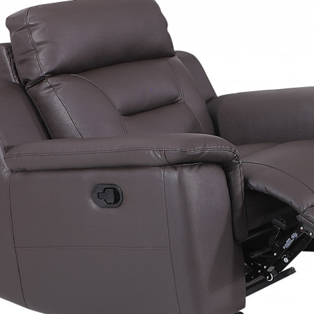 Two Piece Indoor Brown Genuine Leather Five Person Seating Set