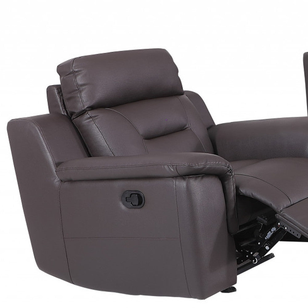 Two Piece Indoor Brown Genuine Leather Five Person Seating Set