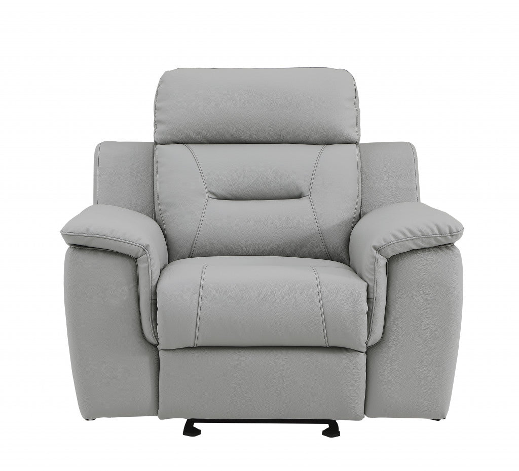 Two Piece Indoor Gray Genuine Leather Five Person Seating Set