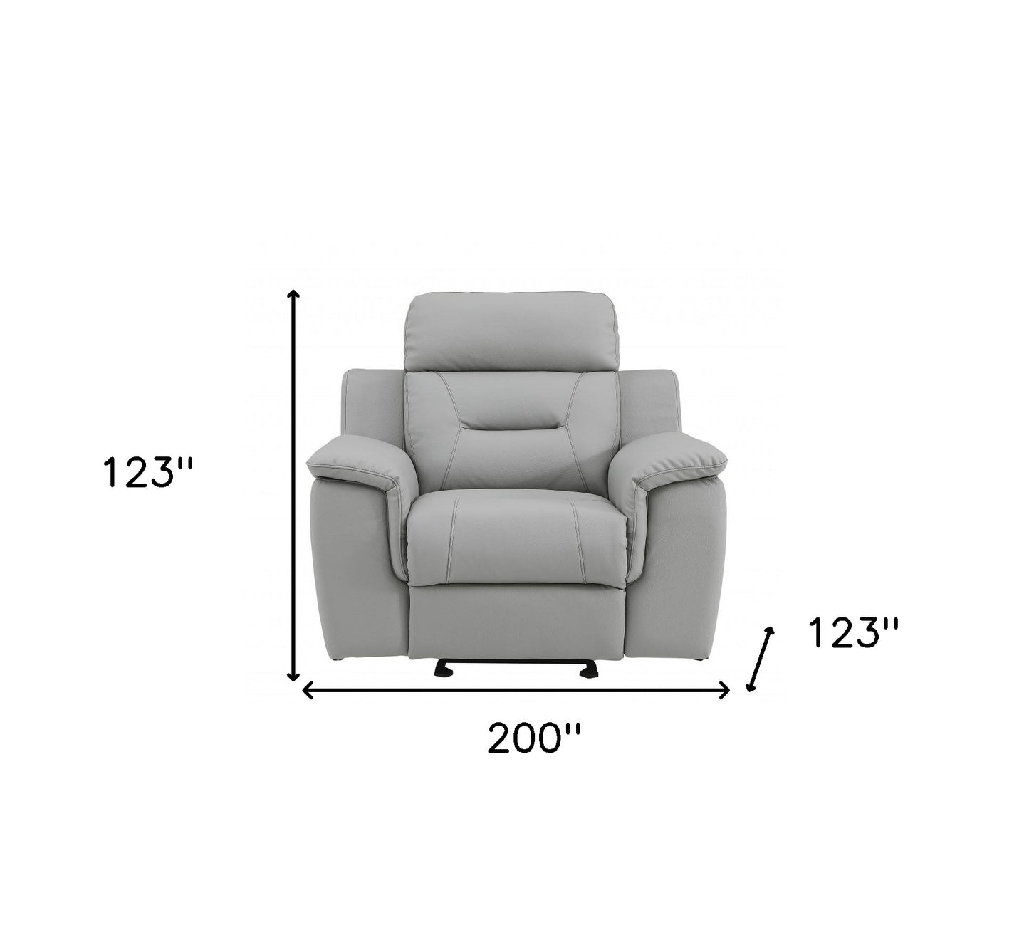 Two Piece Indoor Gray Genuine Leather Five Person Seating Set