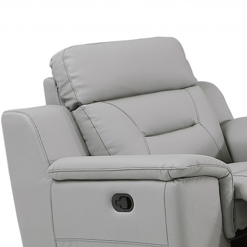 Two Piece Indoor Gray Genuine Leather Five Person Seating Set