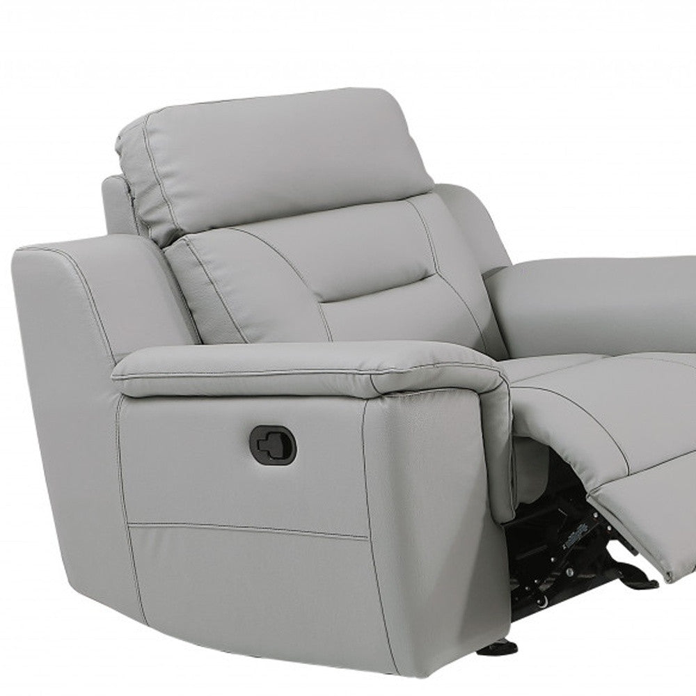 Two Piece Indoor Gray Genuine Leather Five Person Seating Set