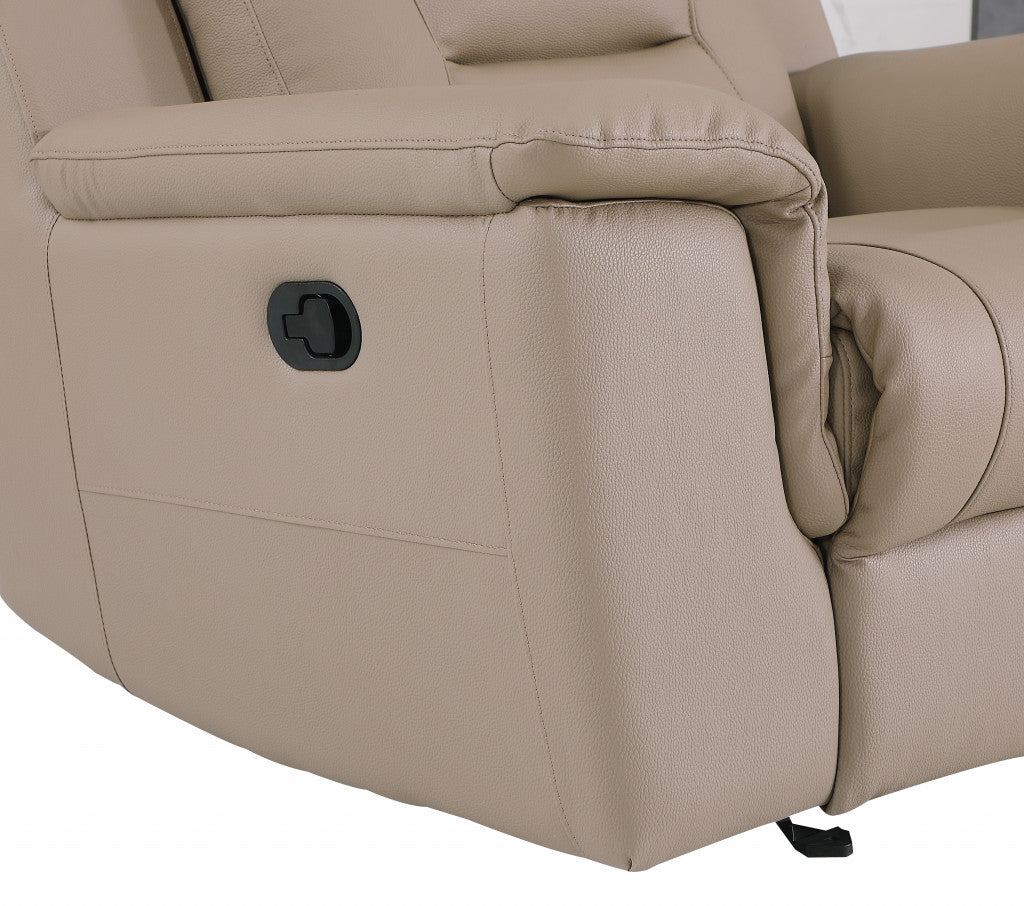 Three Piece Indoor Beige Genuine Leather Five Person Seating Set