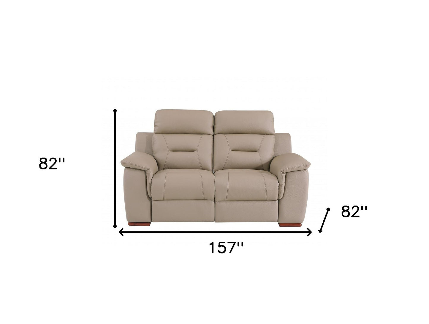 Three Piece Indoor Beige Genuine Leather Five Person Seating Set