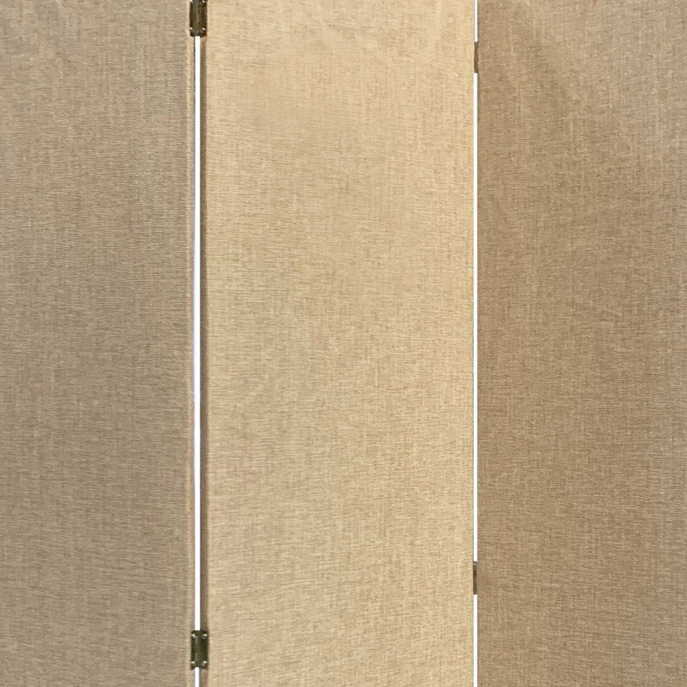Brown Upholstered 3 Panel Room Divider Screen