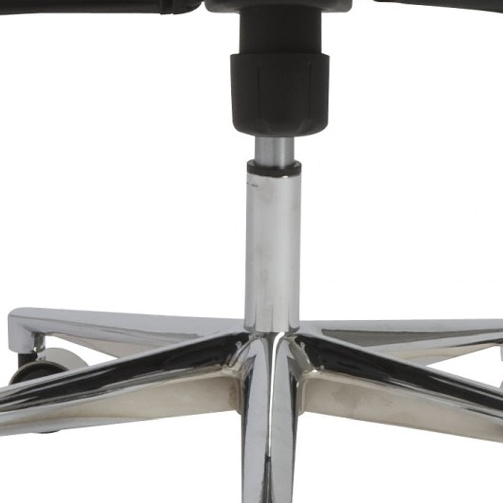 White Faux Leather Seat Swivel Adjustable Task Chair Leather Back Steel Frame