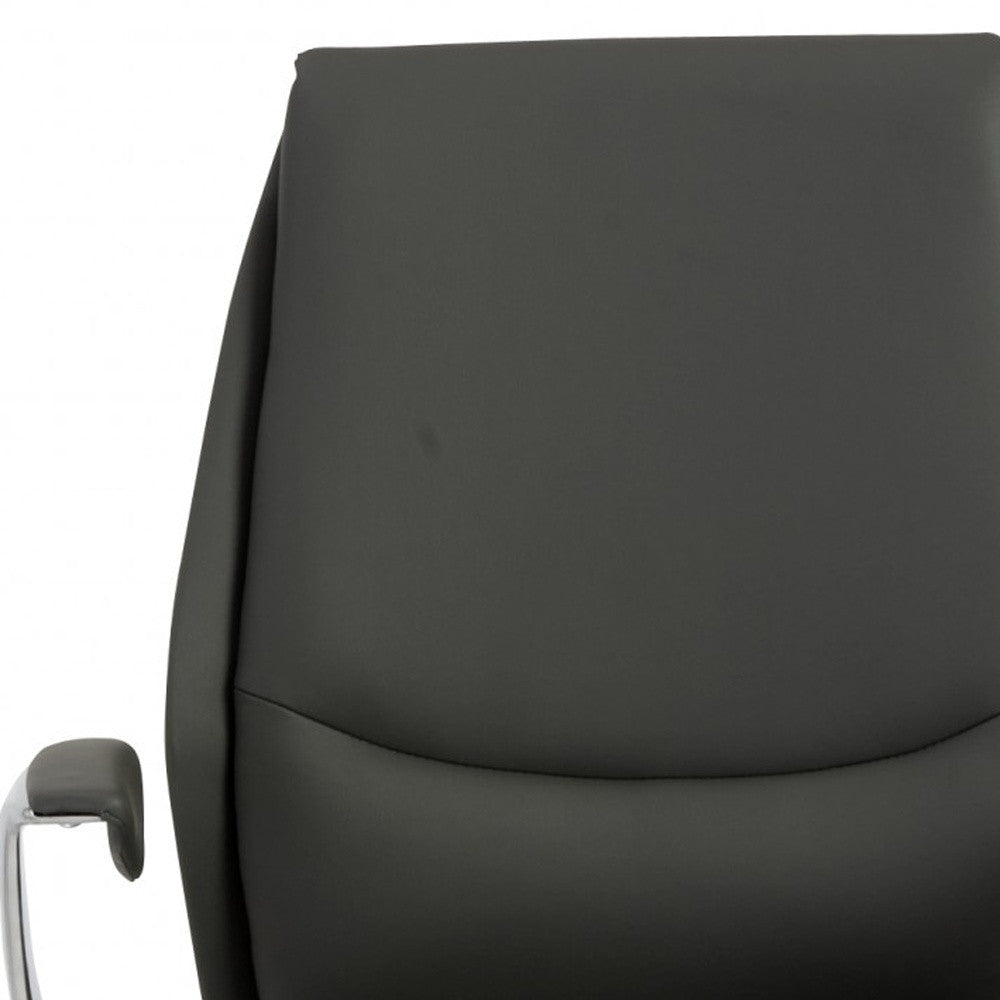 Gray Faux Leather Seat Swivel Adjustable Task Chair Leather Back Steel Frame