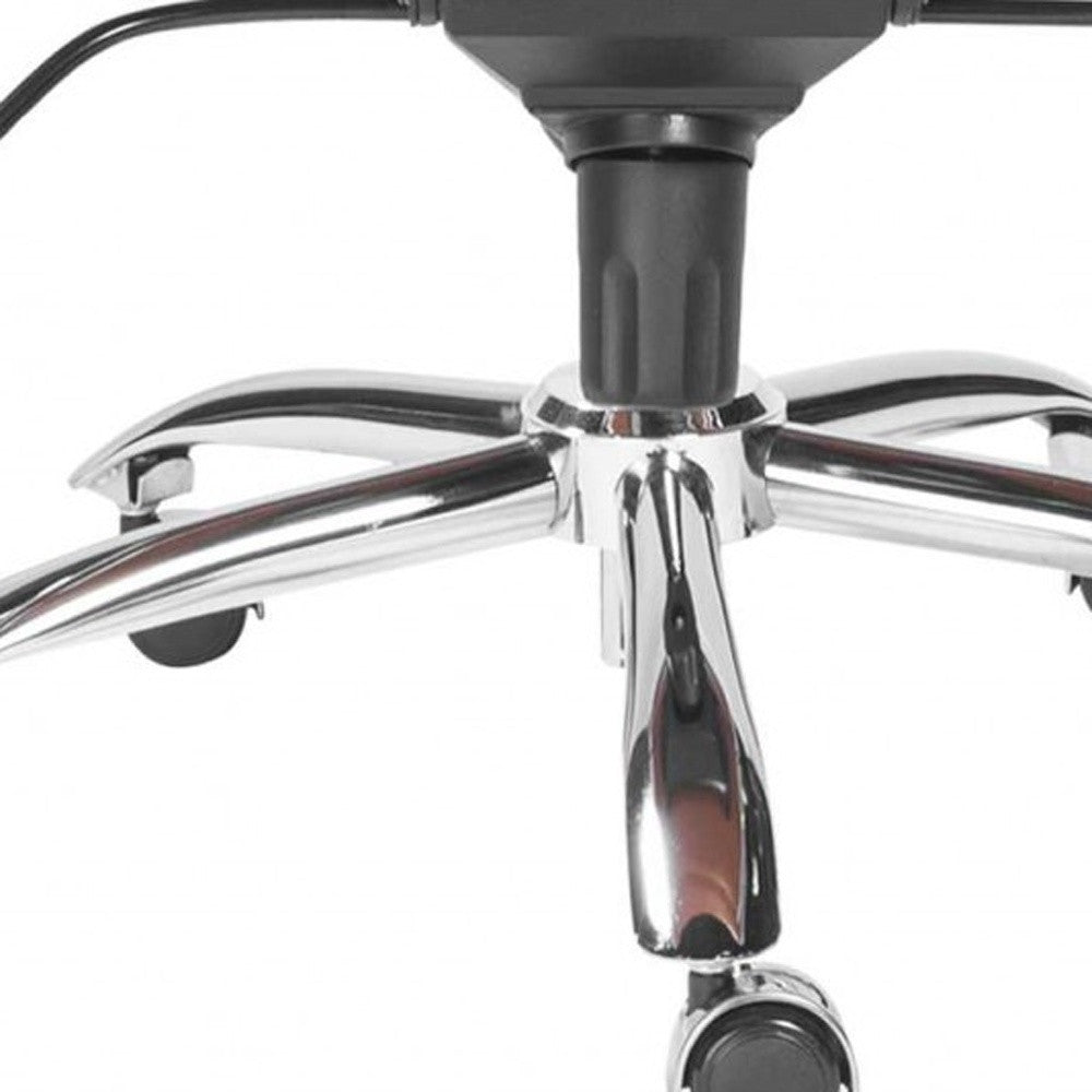 Brown Faux Leather Seat Swivel Adjustable Task Chair Leather Back Steel Frame