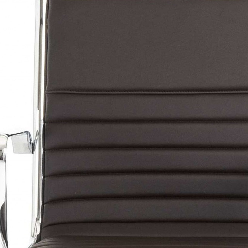 Brown Faux Leather Seat Swivel Adjustable Task Chair Leather Back Steel Frame