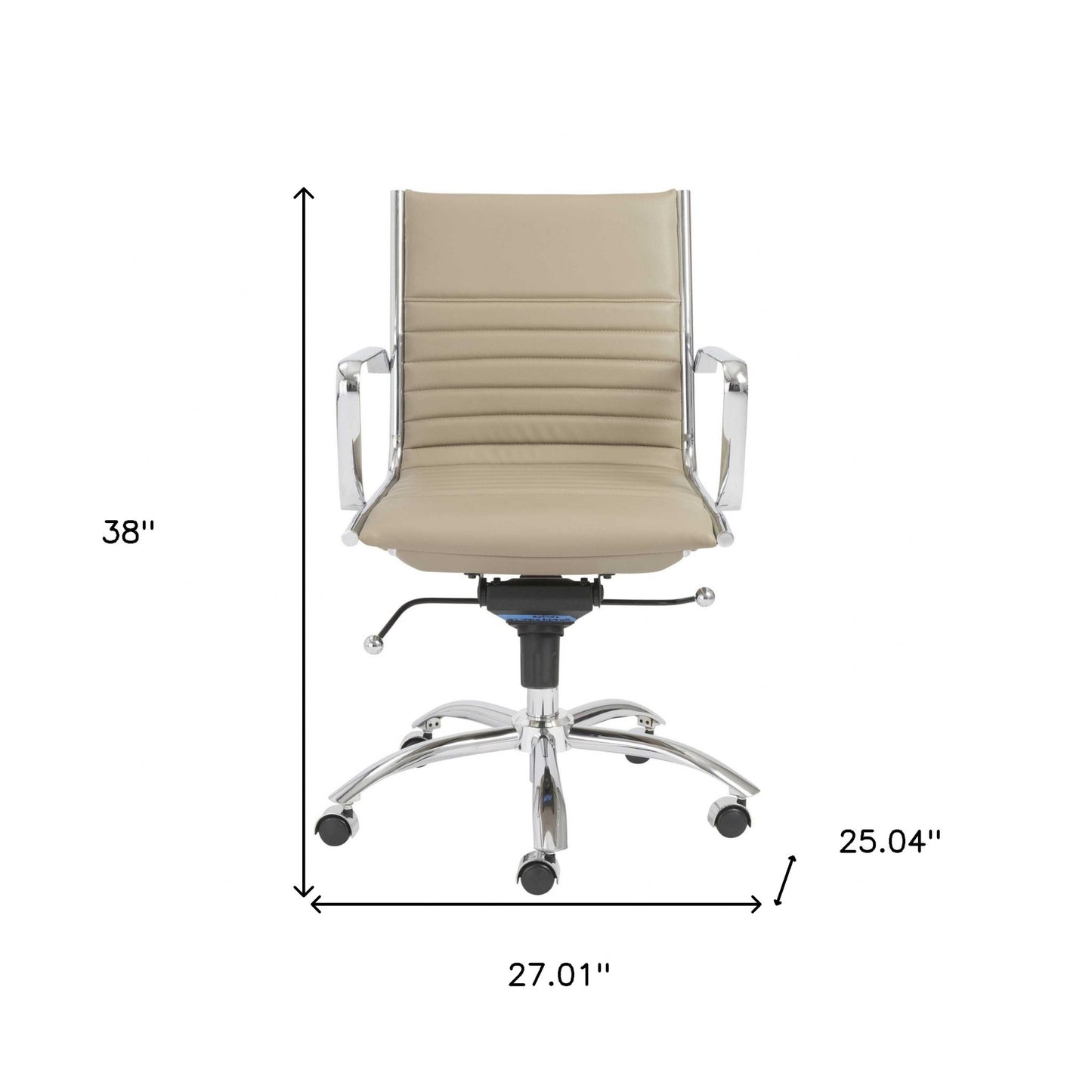 Taupe Faux Leather Seat Swivel Adjustable Task Chair Leather Back Steel Frame