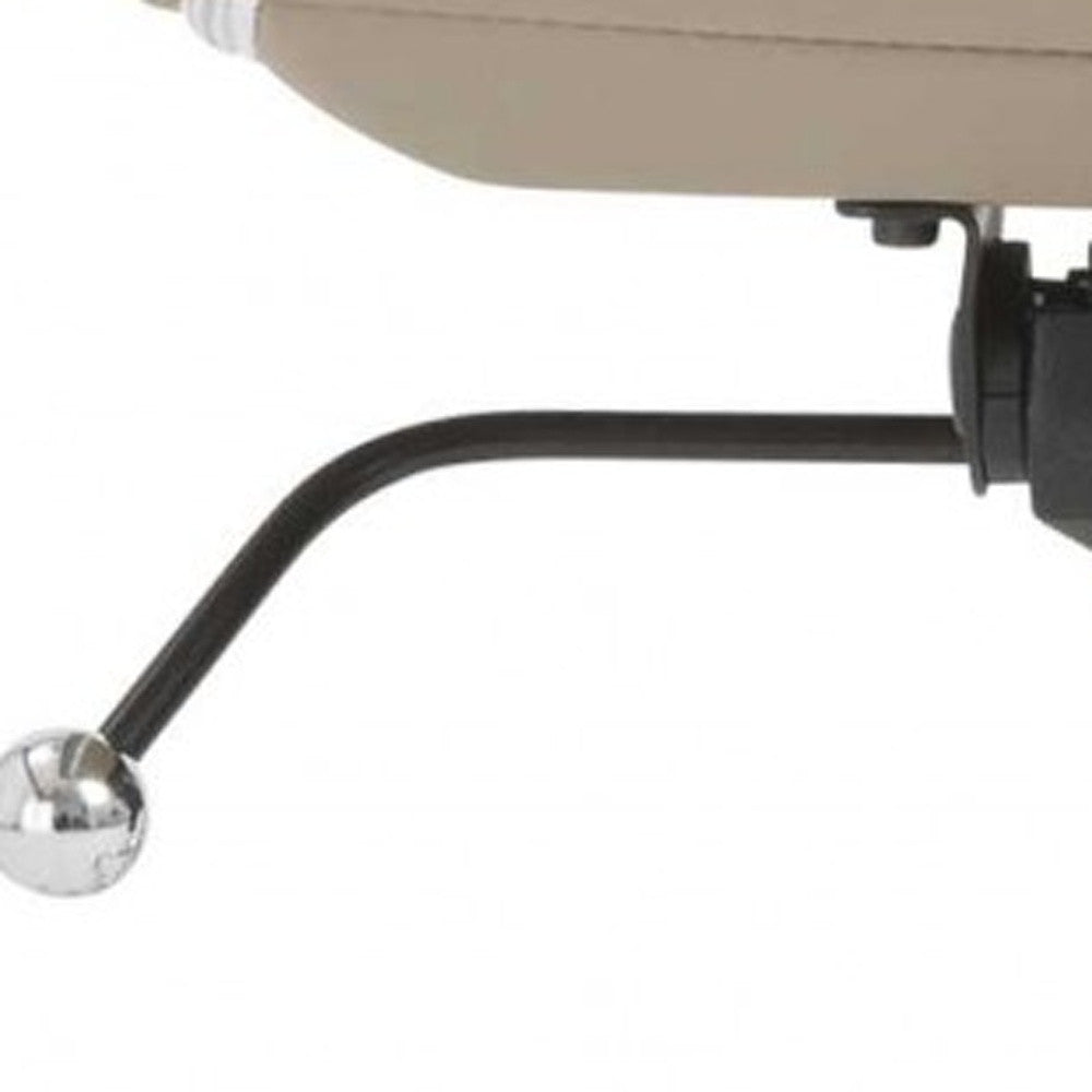 Taupe Faux Leather Seat Swivel Adjustable Task Chair Leather Back Steel Frame
