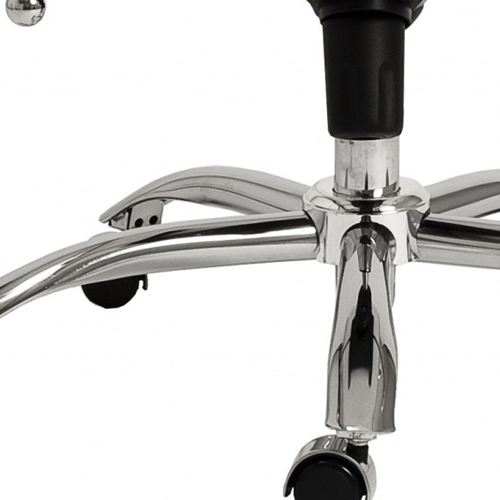 White Faux Leather Seat Swivel Adjustable Task Chair Leather Back Steel Frame