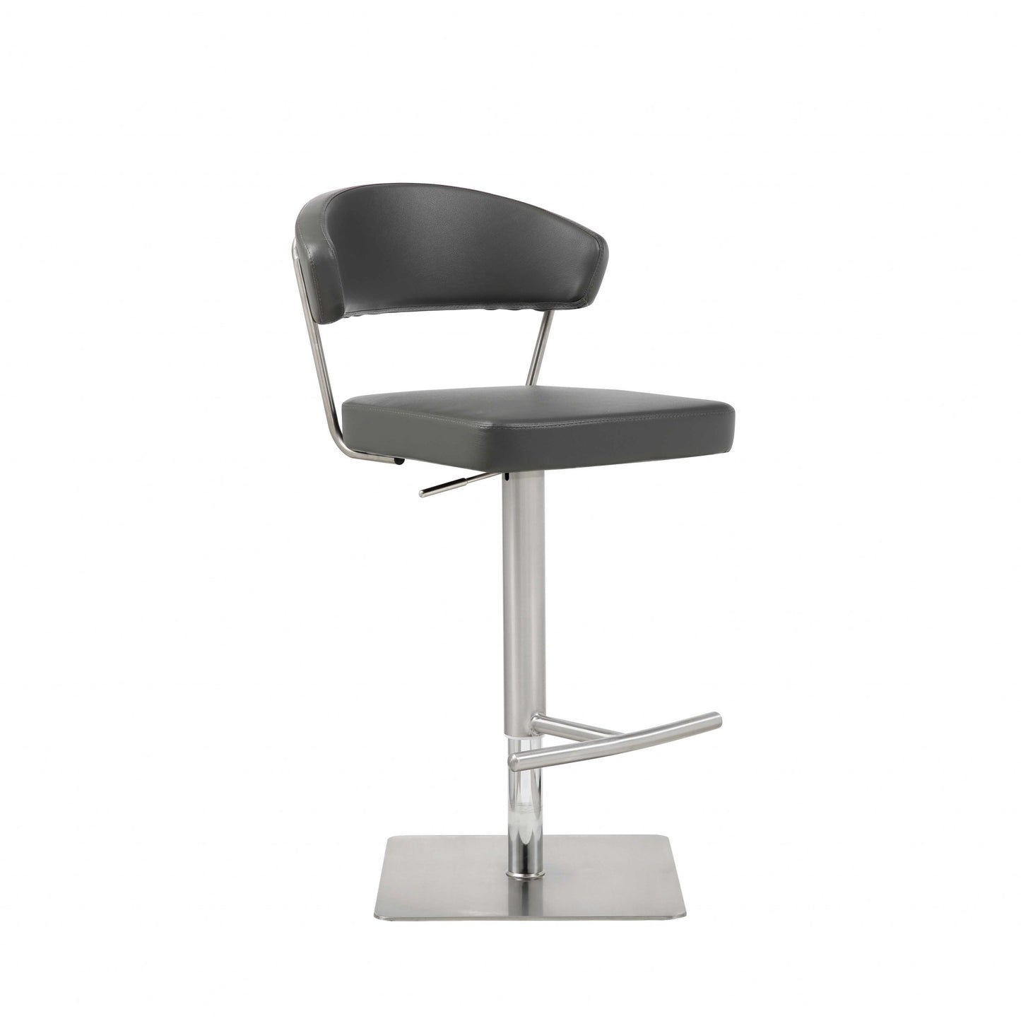 34" Black And Silver Stainless Steel Chair With Footrest