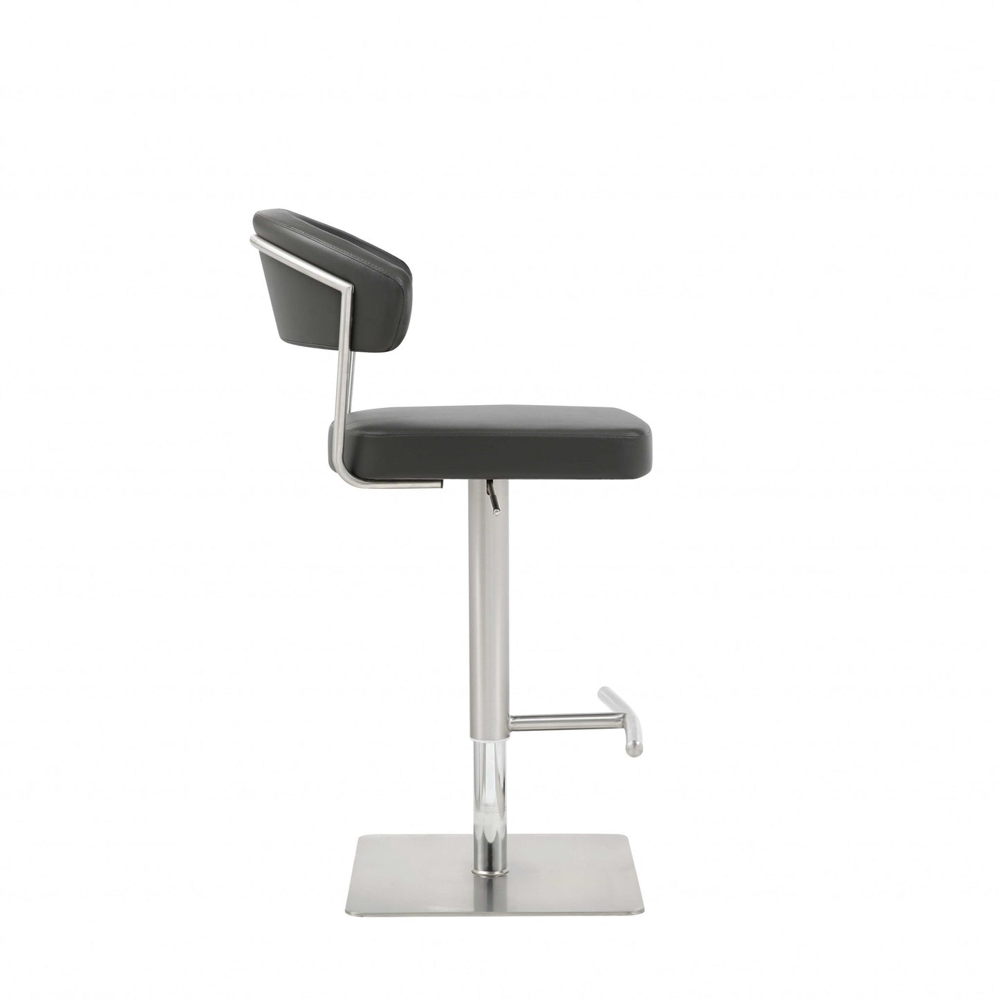 34" Black And Silver Stainless Steel Chair With Footrest