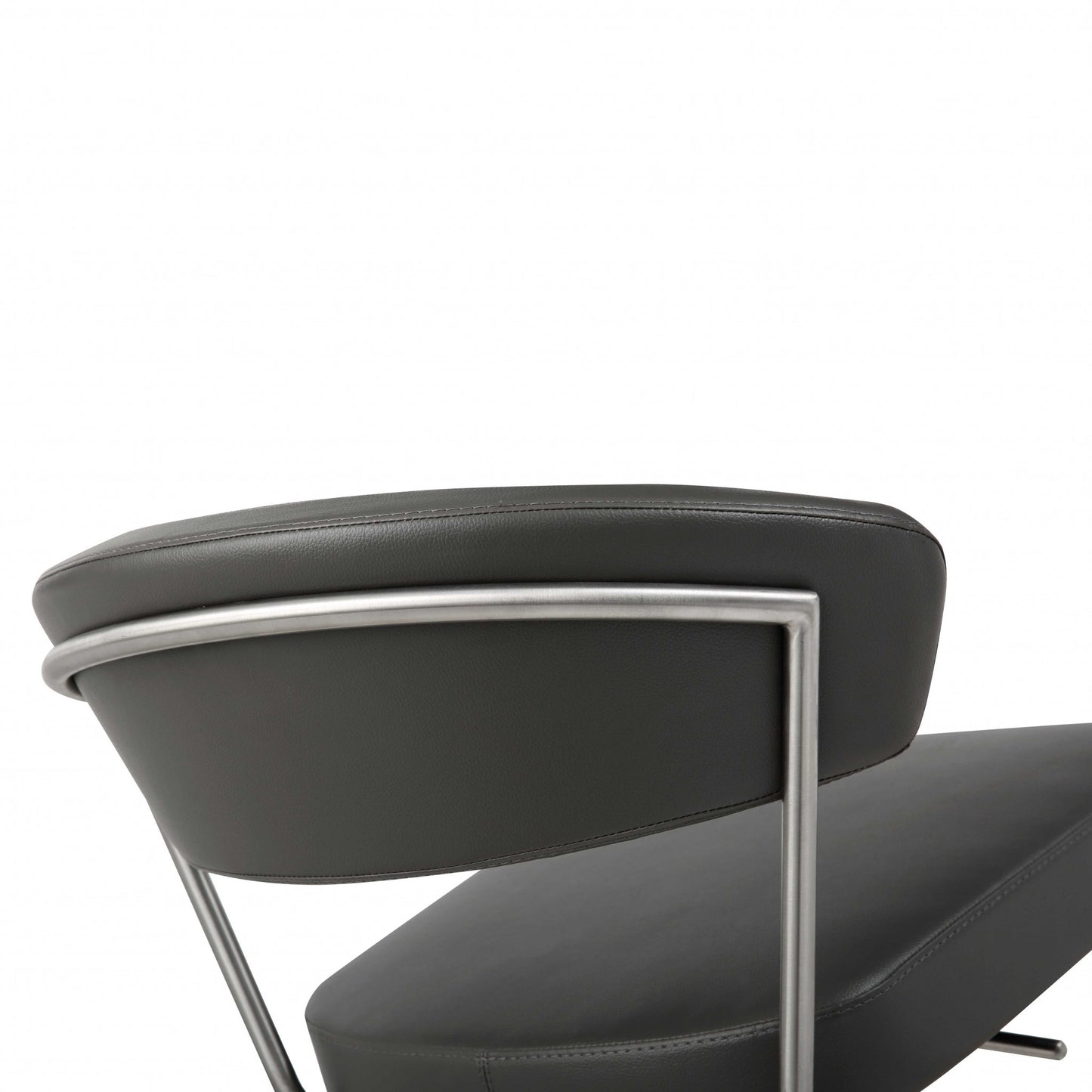 34" Black And Silver Stainless Steel Chair With Footrest