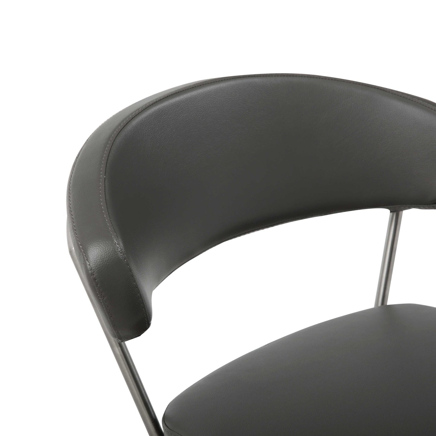 34" Black And Silver Stainless Steel Chair With Footrest