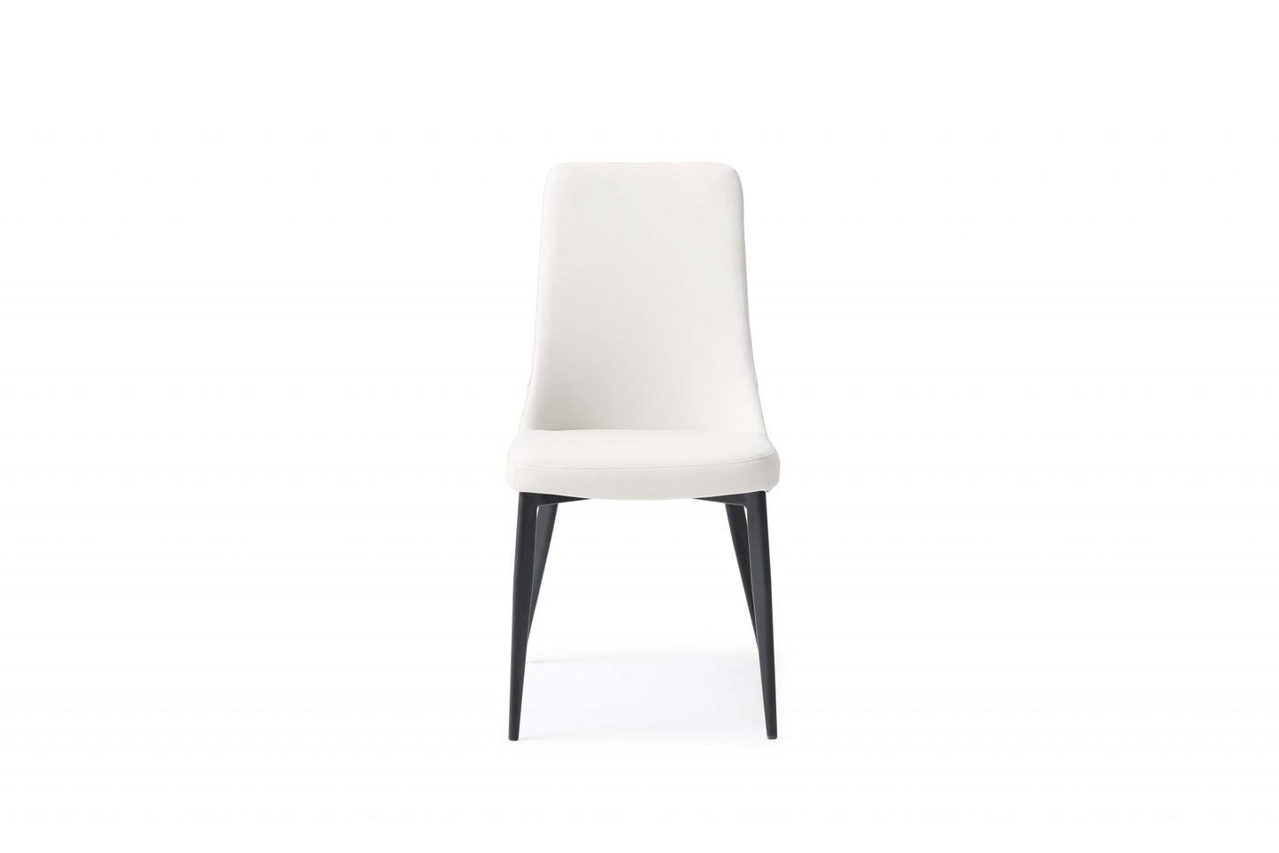 Set Of 2 White Faux Leather Metal Dining Chairs