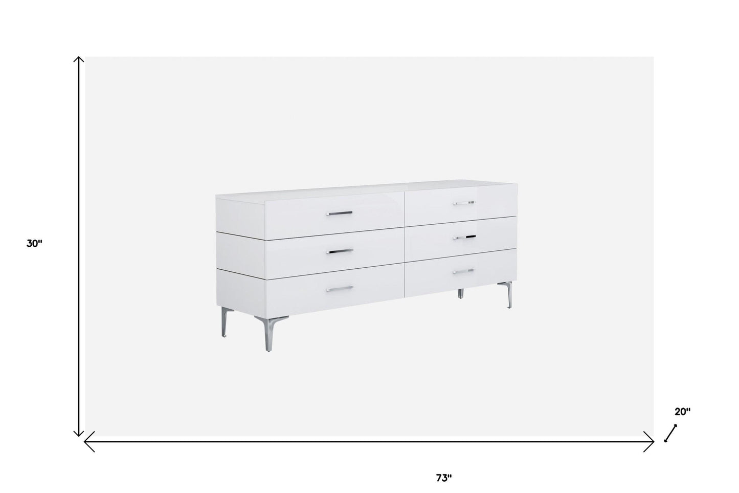 73 X 20 X 30 White Stainless Steel Double Dresser Extension
