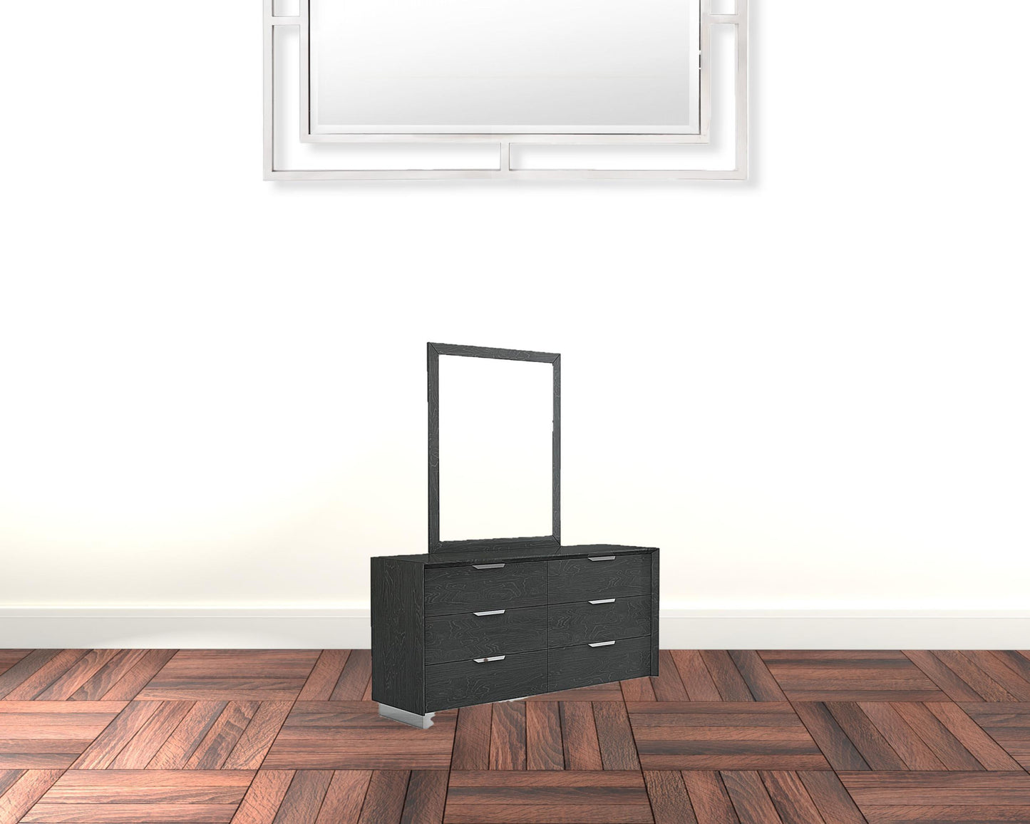 63" Grey Solid Wood Six Drawer Double Dresser
