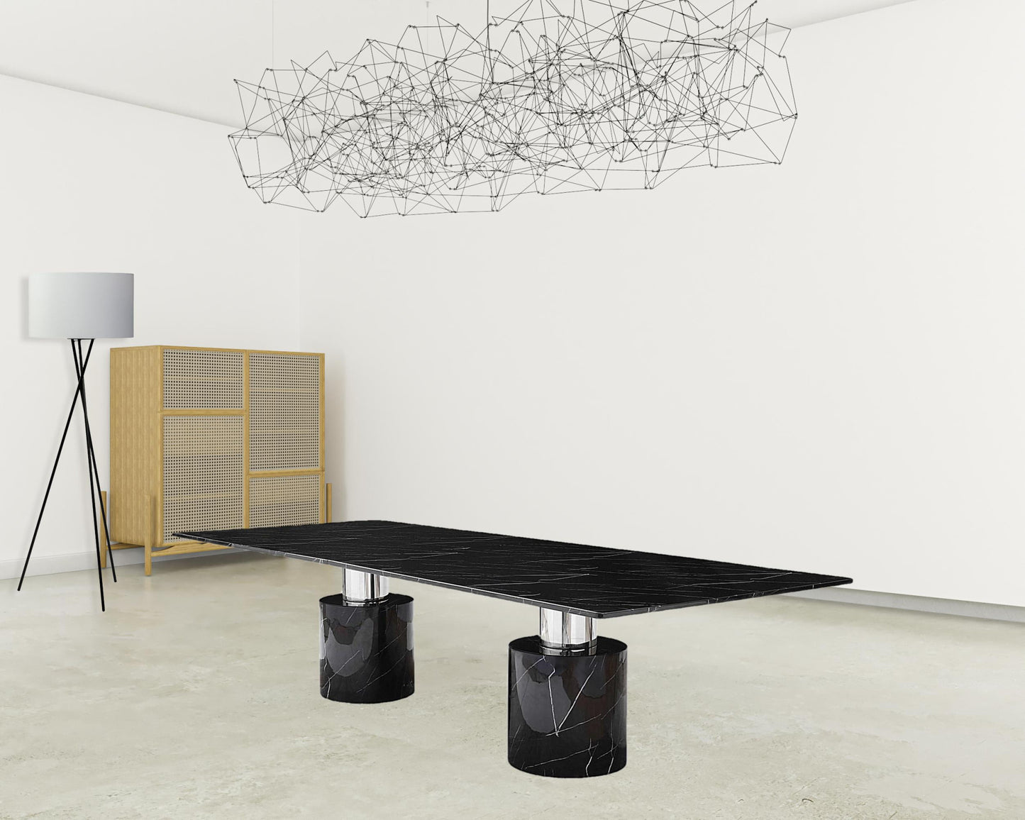120" Black Marble Dining Table