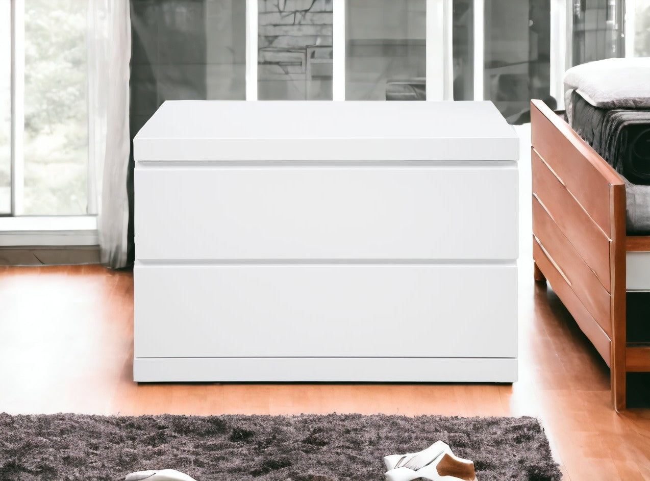 20" White Two Drawers Nightstand