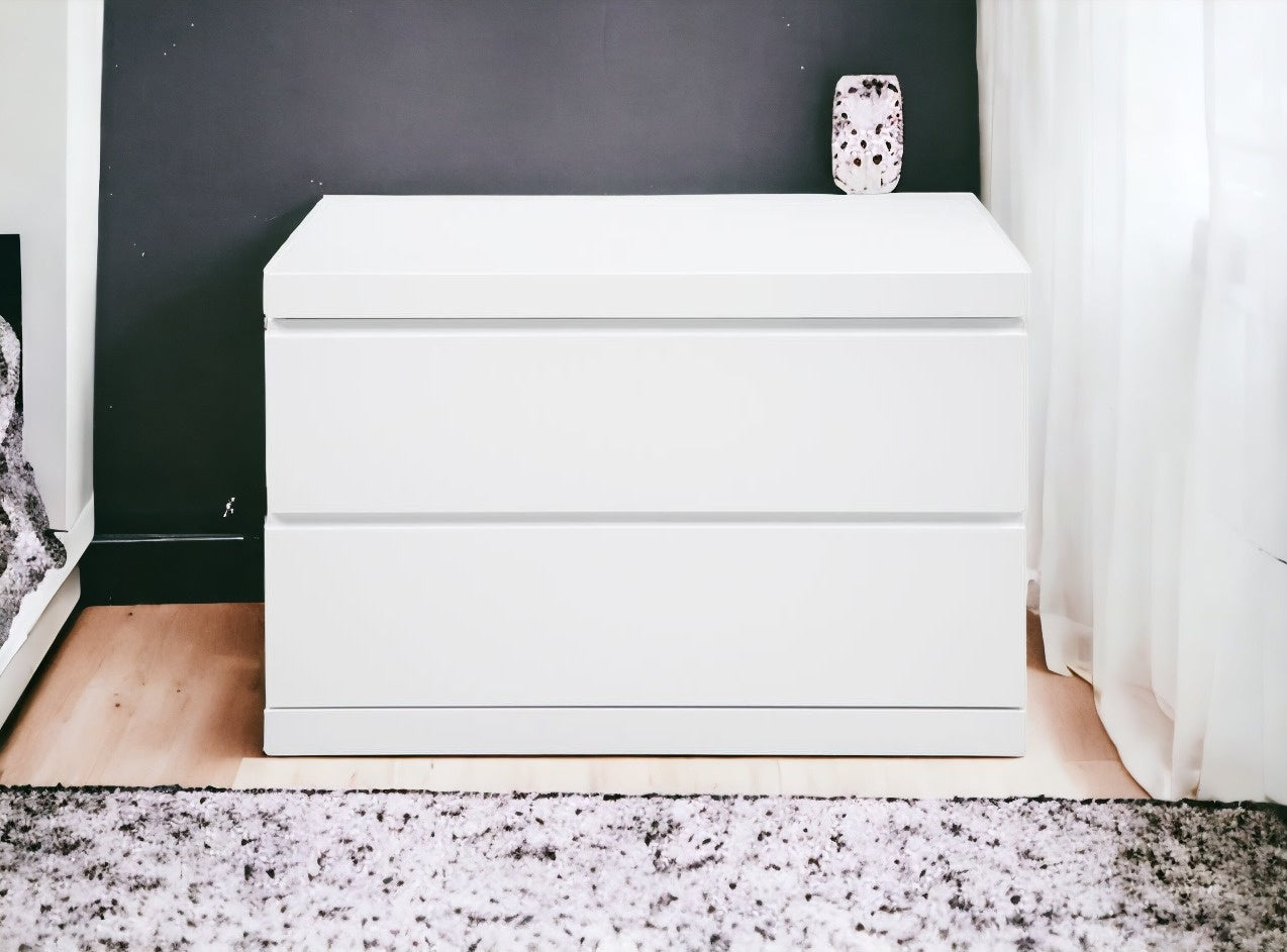 20" White Two Drawers Nightstand