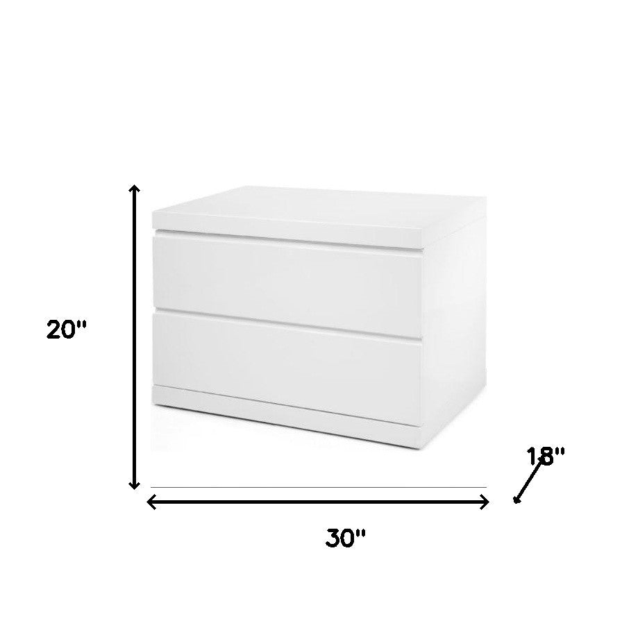 20" White Two Drawers Nightstand