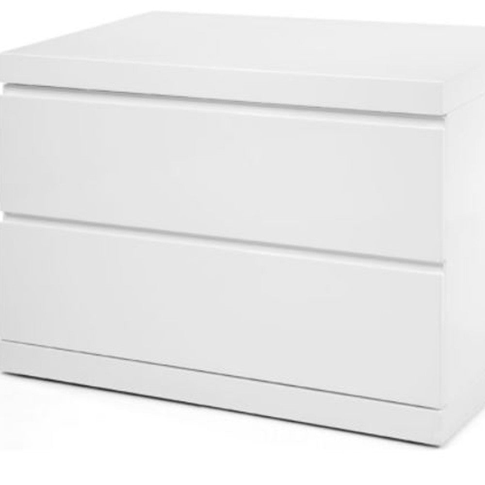 20" White Two Drawers Nightstand